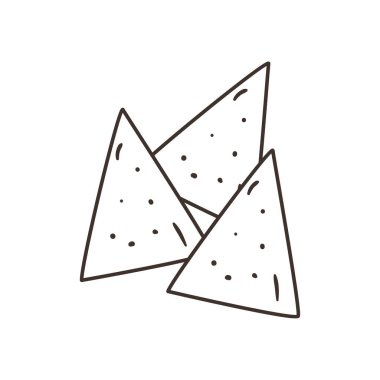 Meksika nachos serbest biçim biçim çizgisi ikon vektör tasarımı