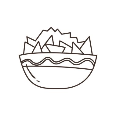 Meksika nachos kasesi serbest biçim çizgisi ikon vektör tasarımı