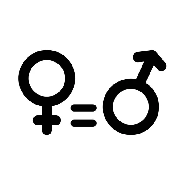 Σύμβολο ισότητας, γυναικεία και ανδρικά σύμβολα φύλου, στυλ σιλουέτας — Διανυσματικό Αρχείο