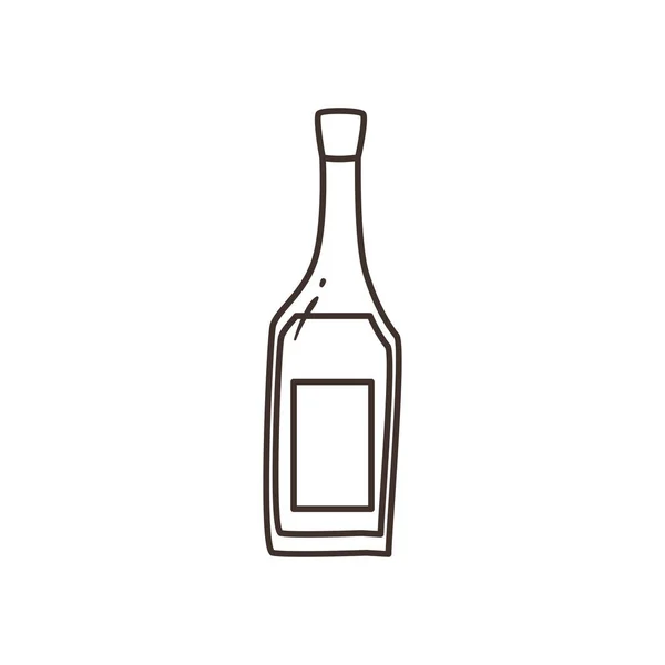 Tequila botella forma libre línea estilo icono vector diseño — Archivo Imágenes Vectoriales