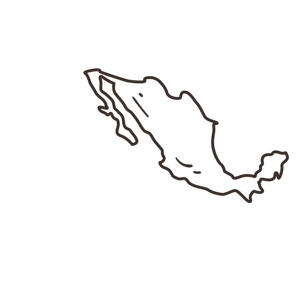 Mapa mexicano forma libre línea estilo icono vector diseño — Vector de stock