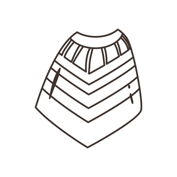 メキシコのポンチョフリーフォームラインスタイルのアイコンベクトルデザイン — ストックベクタ