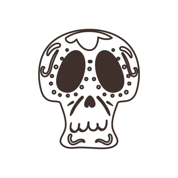 멕시코 두개골 자유형 라인 스타일 아이콘 벡터 설계 — 스톡 벡터