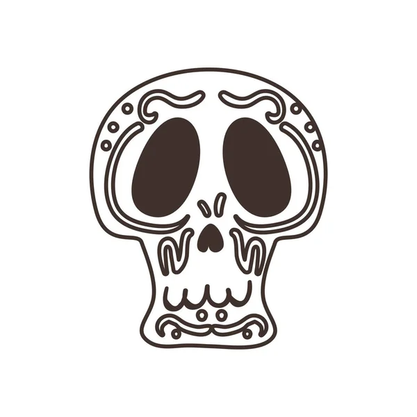 Calavera mexicana forma libre línea estilo icono vector diseño — Archivo Imágenes Vectoriales