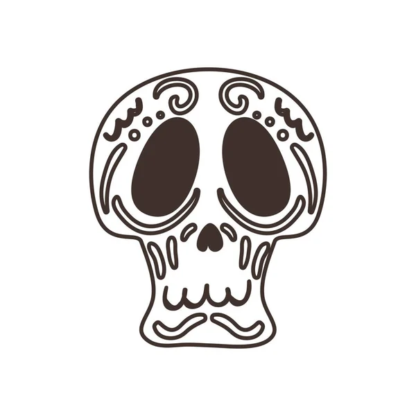 Calavera mexicana forma libre línea estilo icono vector diseño — Vector de stock