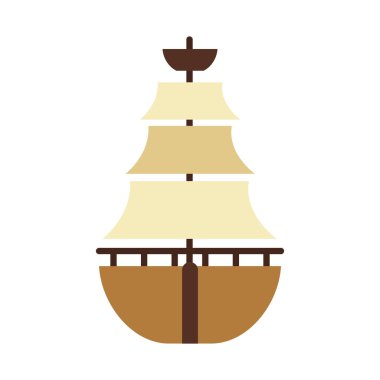 yelkenli gemi simgesi, düz stil