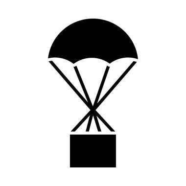 bir kutu simgesi tutan paraşüt, siluet biçimi