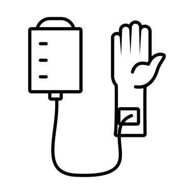 IV torba simgesi ile el, satır biçimi