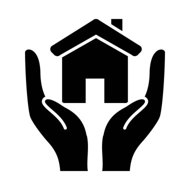 Ev simgesi olan eller, siluet tarzı