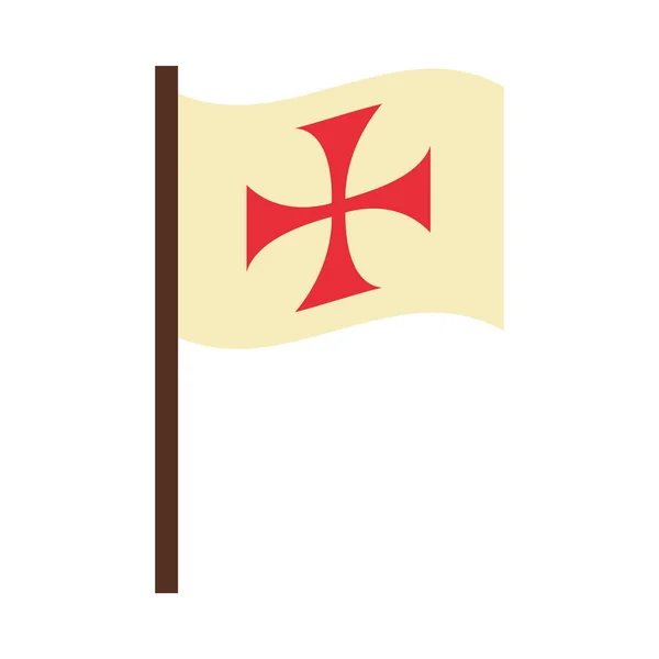 Bandera con icono de cruz de columbus, estilo plano — Vector de stock