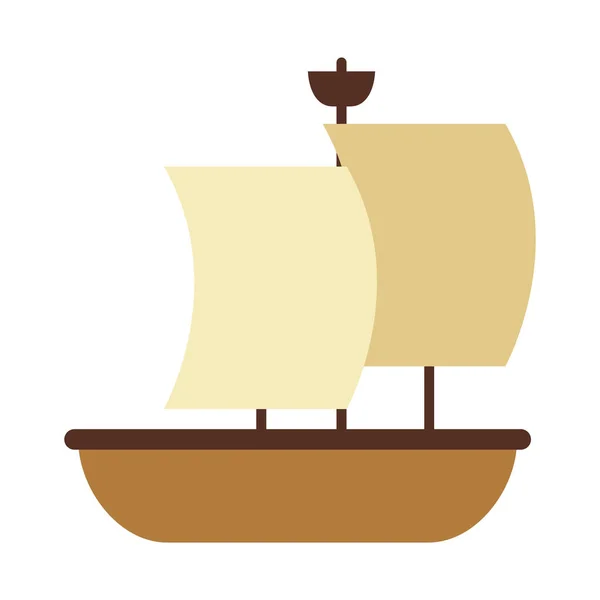 Ícone velho barco à vela, estilo plano — Vetor de Stock