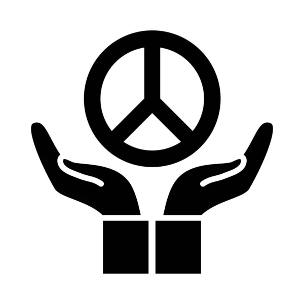 Manos con símbolo de paz icono, estilo silueta — Archivo Imágenes Vectoriales