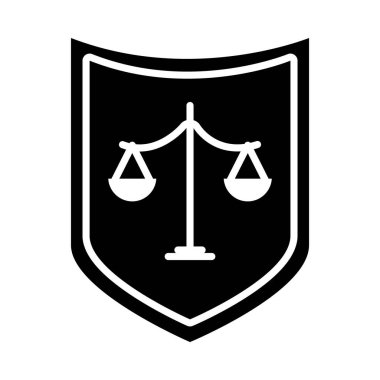 Adalet ölçeği simgesi olan kalkan, siluet tarzı