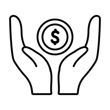 Eller ve para madeni para simgesi, satır biçimi