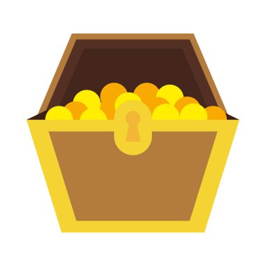 Para dolu hazine kutusu, düz stil.