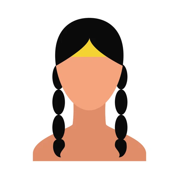 Avatar nativo americano icono de la mujer, estilo plano — Vector de stock