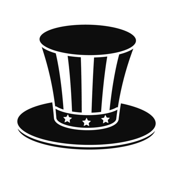 American top hat icon, silhouette style — Stock Vector