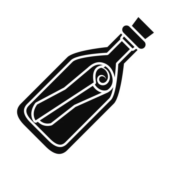 Bericht in een fles pictogram, silhouet stijl — Stockvector