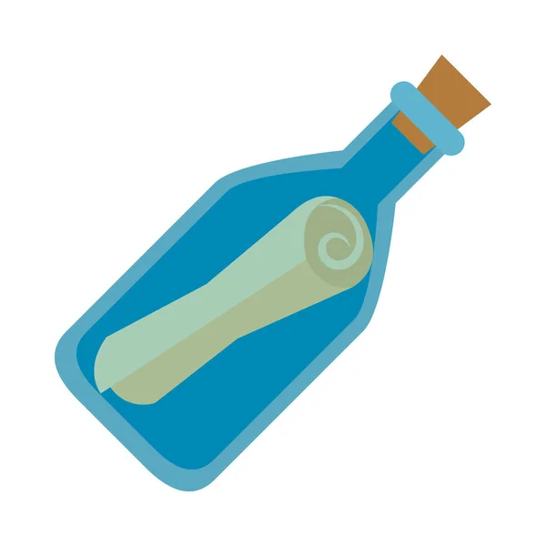 Message in a bottle icon, flat style — Stock Vector