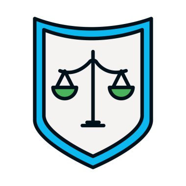 Adalet ölçeği simgesi, satır ve dolgu stiline sahip kalkan