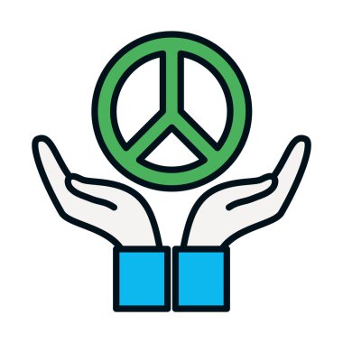 Barış sembolü simgesi olan eller, satır ve dolgu biçimi