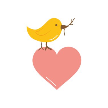 Kalp ikonunda kuş, düz stil