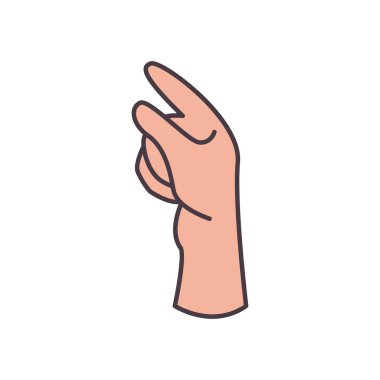 z el işareti dili çizgisi ve biçim ikonu vektör tasarımını doldur