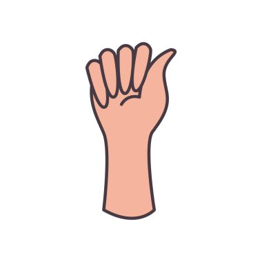 bir el işareti dili satırı ve biçim ikonu vektör tasarımını doldur