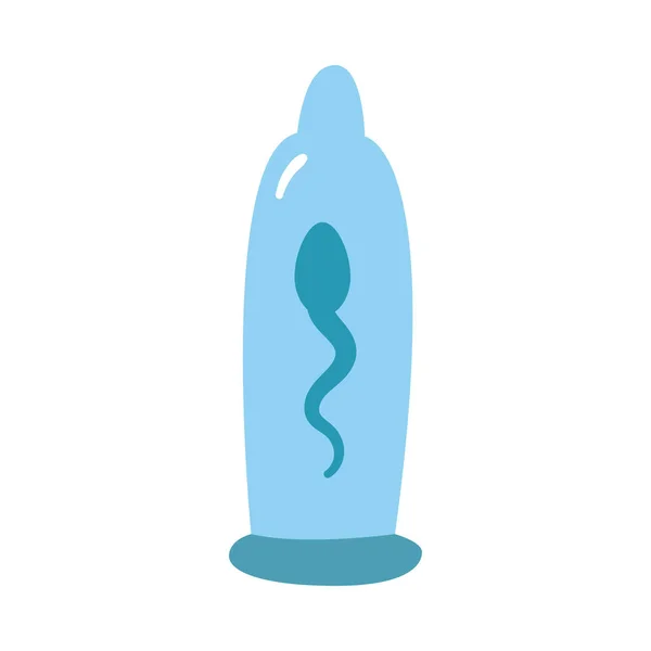 Kondom s designem vektoru v plochém stylu spermií — Stockový vektor
