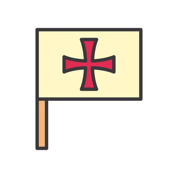 Linha de bandeira Columbus e design de vetor ícone de estilo de preenchimento — Vetor de Stock