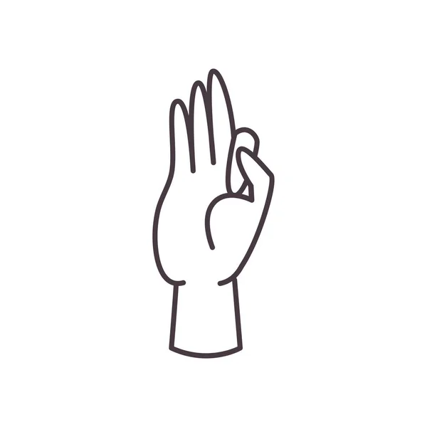 F hand sign language line style icon vector design — 스톡 벡터