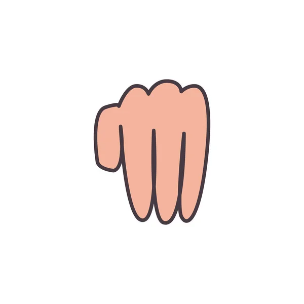 M línea de lenguaje de señas de mano y diseño de vectores icono de estilo de relleno — Vector de stock