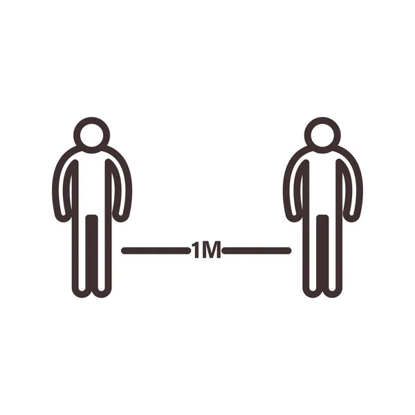 두 사람 사이의 사회적 거리 라인 아이콘 벡터 설계 — 스톡 벡터