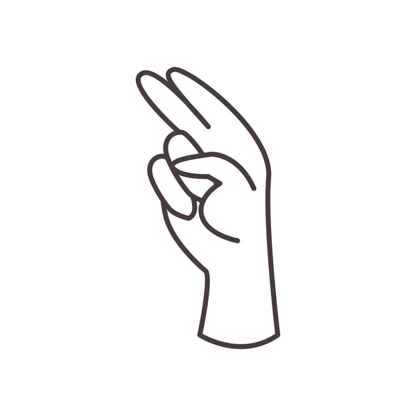 H mano segno lingua linea stile icona vettoriale design — Vettoriale Stock