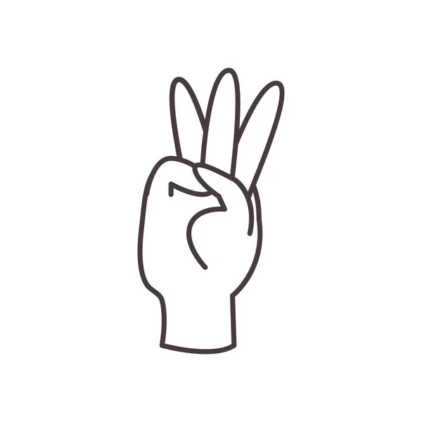 W hand sign language line style icon vector design — Stock Vector