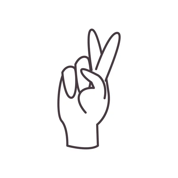 K hand gebarentaal lijn stijl pictogram vector ontwerp — Stockvector