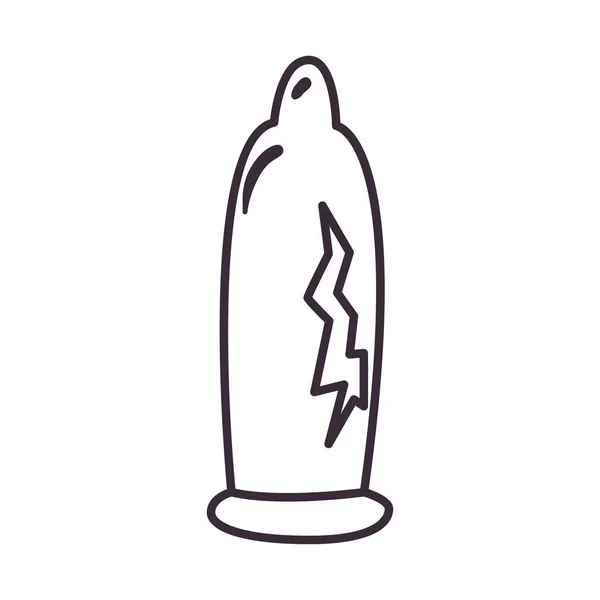 Bruten kondom linje stil ikon vektor design — Stock vektor