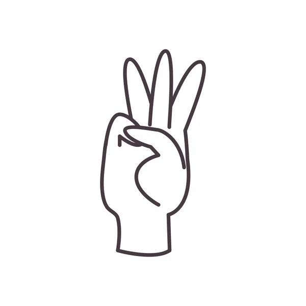 Hat kéz jel nyelv vonal stílus ikon vektor tervezés — Stock Vector