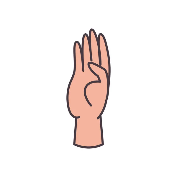 B linea di linguaggio dei segni a mano e disegno vettoriale icona di stile di riempimento — Vettoriale Stock