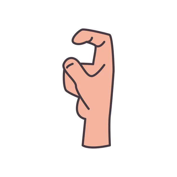 X ligne de langage des signes à la main et conception vectorielle d'icône de style de remplissage — Image vectorielle