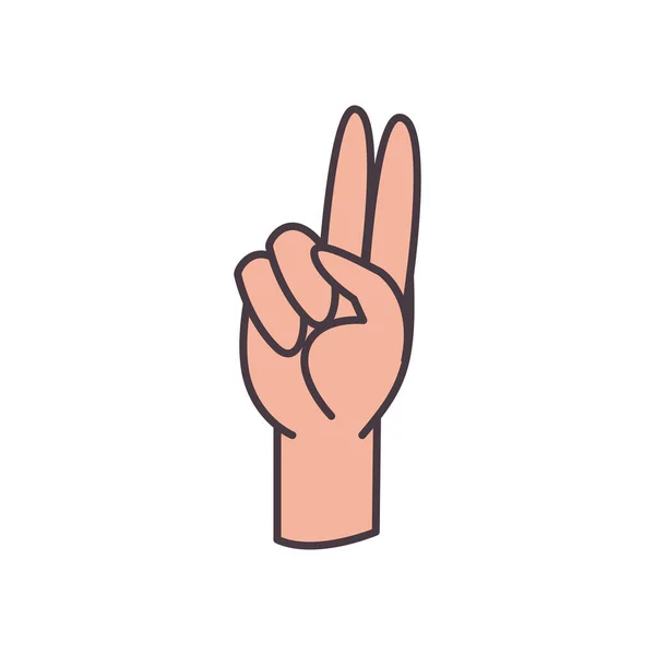 U hand sign language line and fill style icon vector design — Stock Vector