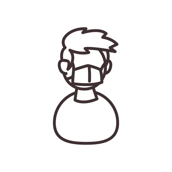 Άνθρωπος avatar με μάσκα γραμμή στυλ εικονίδιο διάνυσμα σχεδιασμό — Διανυσματικό Αρχείο