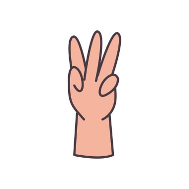 üç el işareti dili çizgisi ve biçim ikonu vektör tasarımı