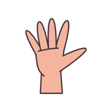 beş el işareti dili çizgisi ve biçim ikonu vektör tasarımını doldur