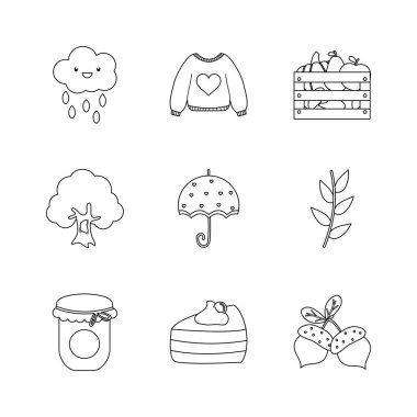 Süveter ve sonbahar ikonu, çizgi biçimi