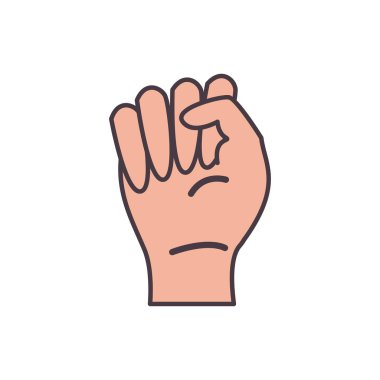 İşaret dili satırını elle imzalama ve biçim ikonu vektör tasarımını doldurma gücü