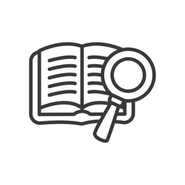 açık kitap ve lupe satır biçim vektör tasarımı