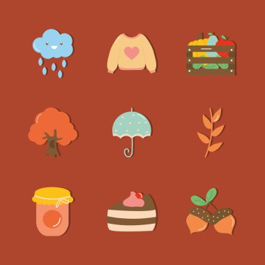 Süveter ve sonbahar ikonu, düz stil