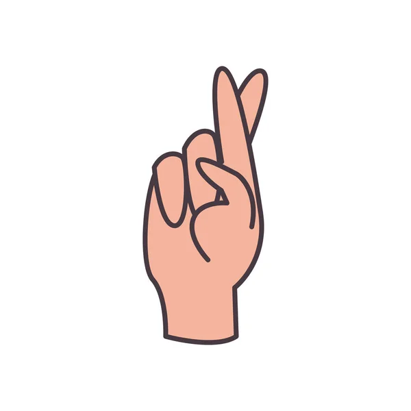 R hand sign language line and fill style icon vector design — 스톡 벡터