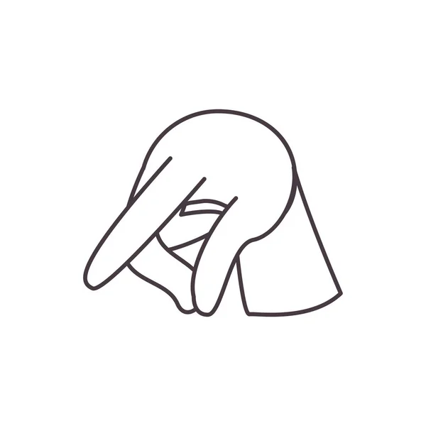 Q strony język migowy linia styl ikona wektor projekt — Wektor stockowy